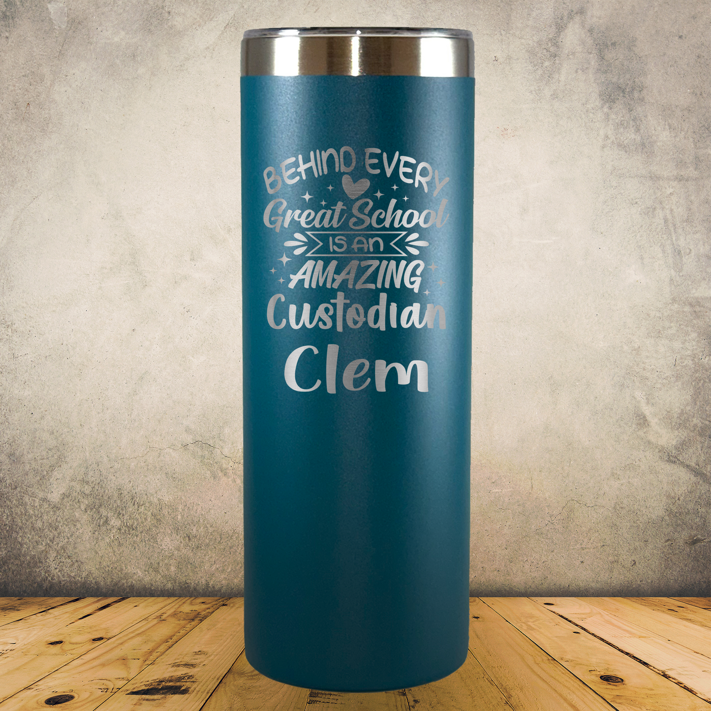 Personalized Laser Engraved Tumbler 20oz for Janitor Appreciation, School Custodian, End of the School Year Thank You Gift