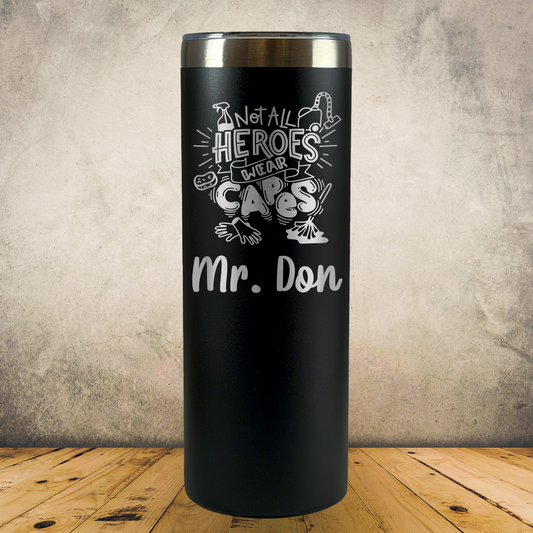 Personalized Laser Engraved Tumbler 20oz for Janitor Appreciation, School Custodian, End of the School Year Thank You Gift