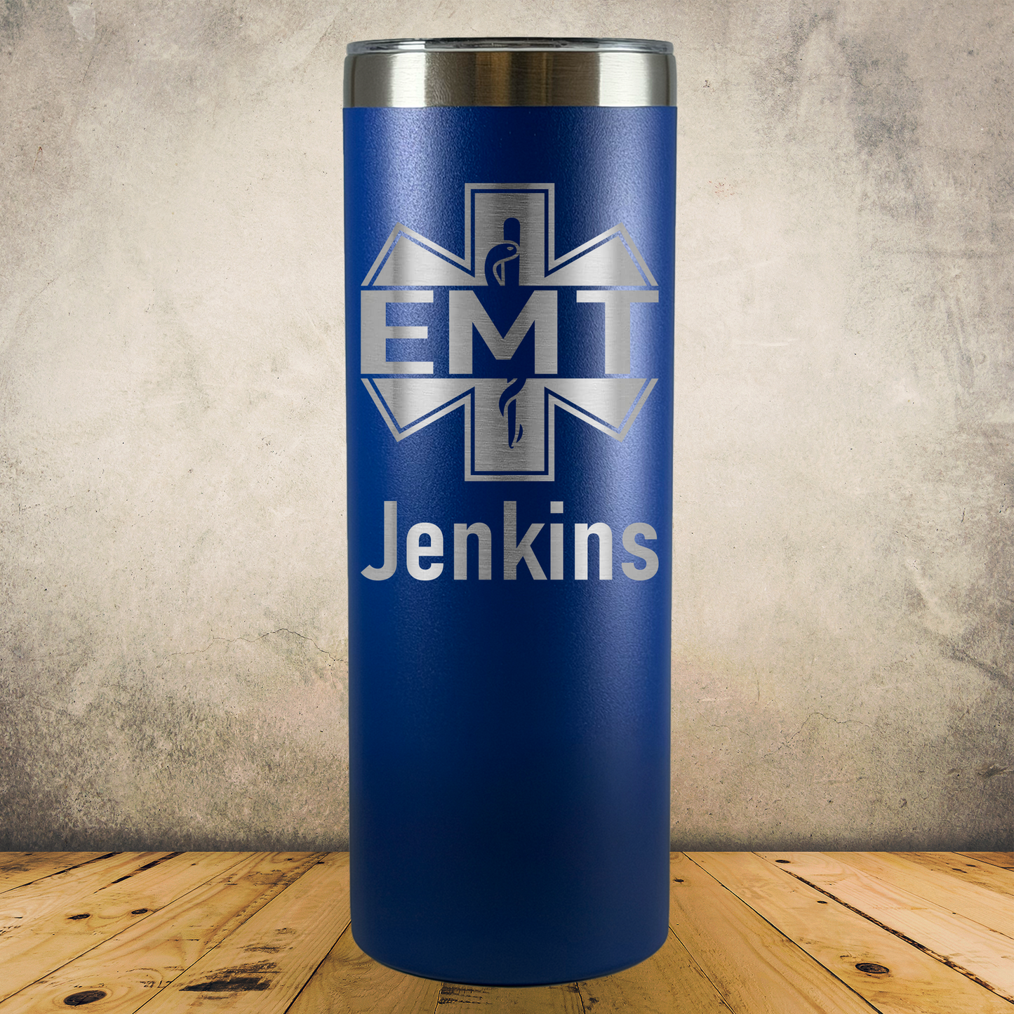 Personalized EMT 20oz Skinny Tumbler, Custom Paramedic & EMS Gift, Laser Engraved Stainless Steel Travel Mug, First Responder Cup