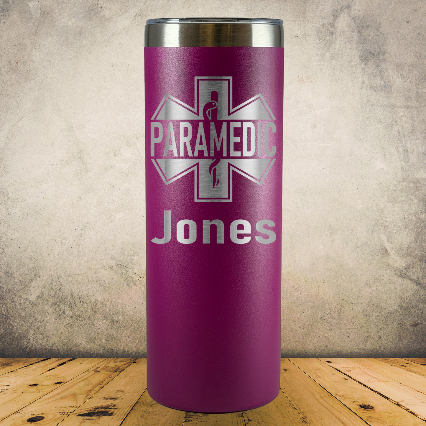 Personalized Paramedic 20oz Skinny Tumbler, Custom EMT & EMS Gift, Laser Engraved Stainless Steel Travel Mug, First Responder Cup