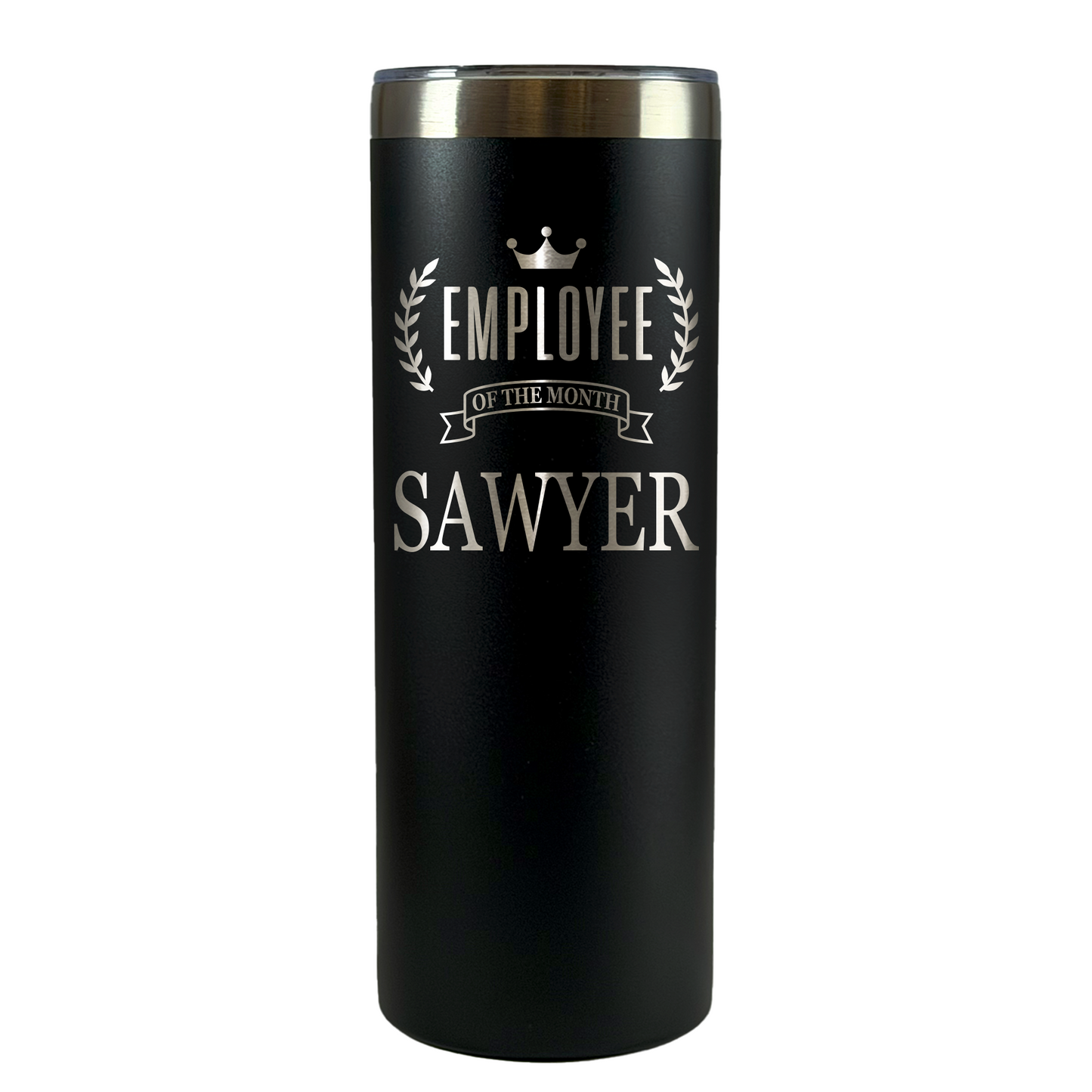 Personalized Employee of the Month Tumbler 20oz Skinny Custom Laser Engraved Cup