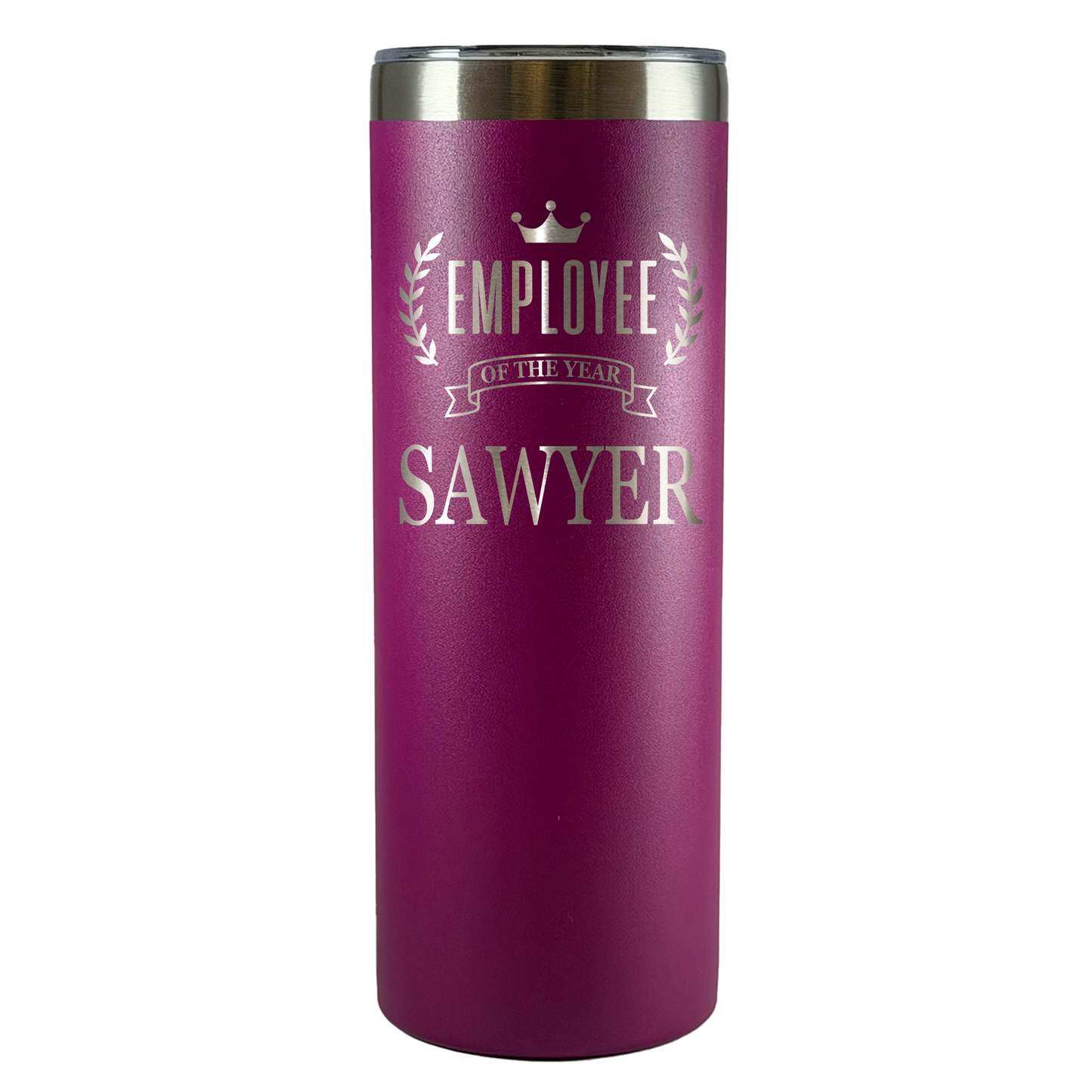 Personalized Employee of the Month Tumbler 20oz Skinny Custom Laser Engraved Cup