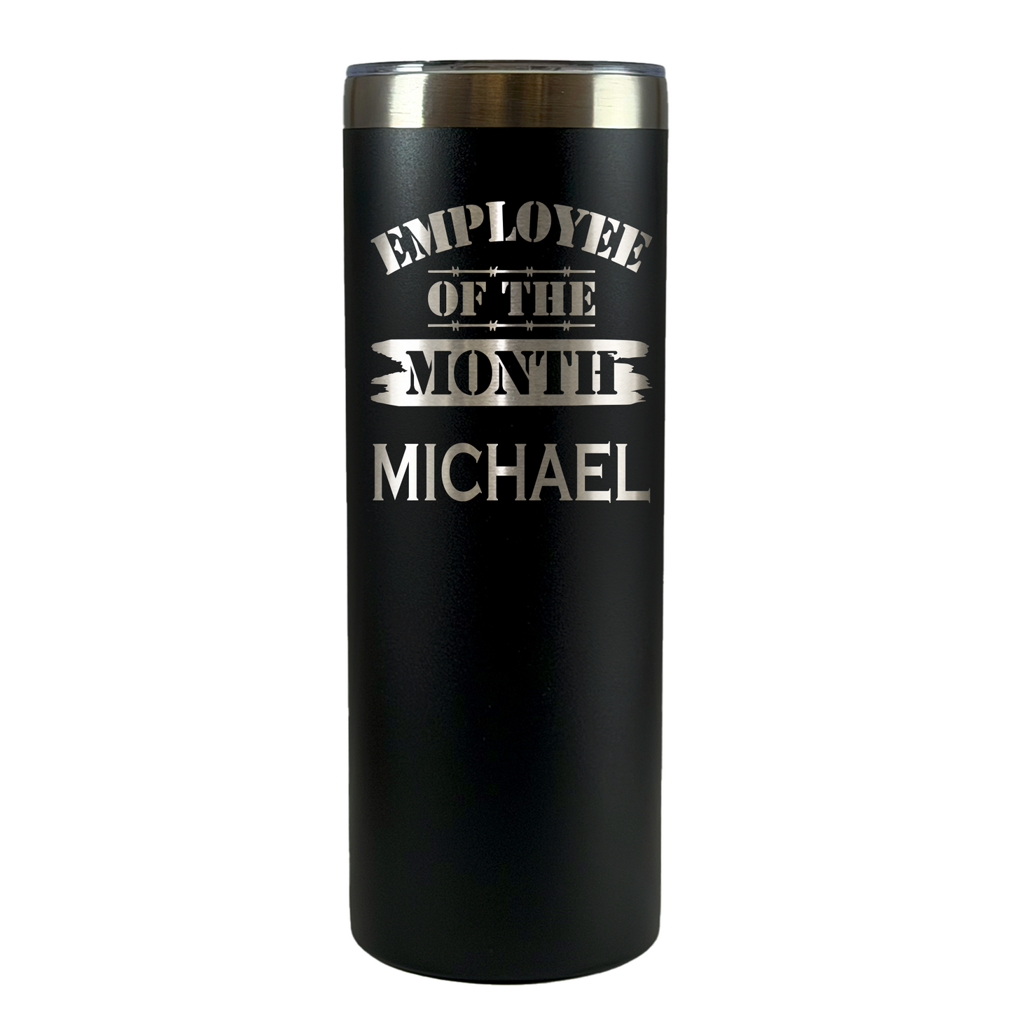 Personalized Employee of the Month Tumbler 20oz Skinny Custom Laser Engraved Cup