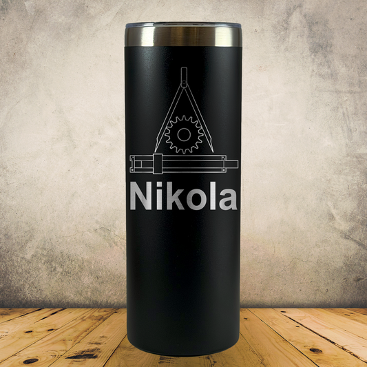 Personalized Engineer Tumbler 20oz Skinny Stainless Steel Laser Engraved Cup, Custom Insulated Travel Mug for Engineers, Engineering Gift