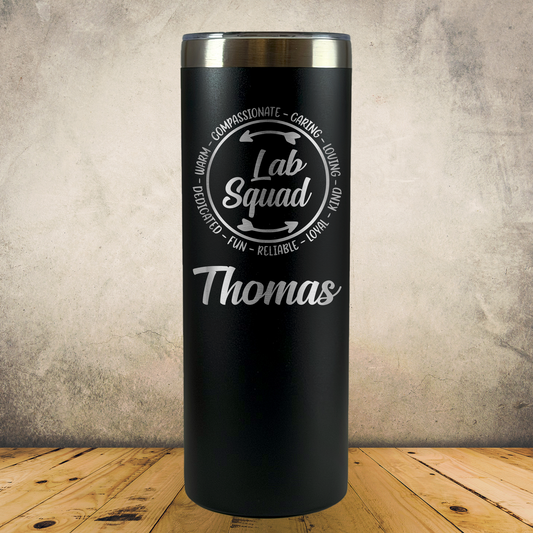Personalized Lab Tech Tumbler, Custom 20oz Skinny Laboratory Technician Laser Engraved Stainless Steel Cup