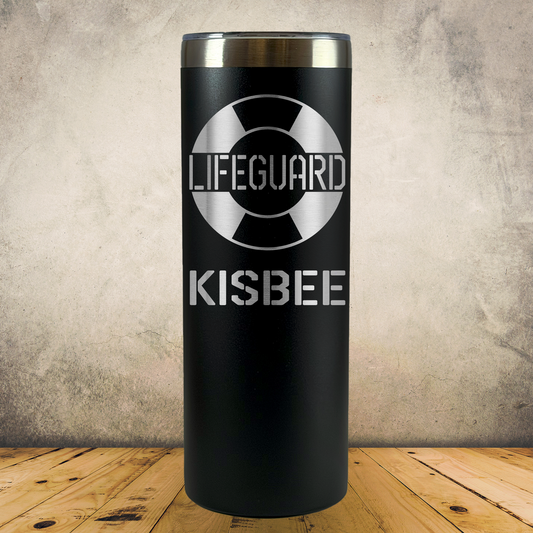 Personalized Lifeguard Tumbler 20oz Skinny Stainless Steel Cup, Custom Laser Engraved Cup, Lifeguard Gift, Beach Rescue Crew