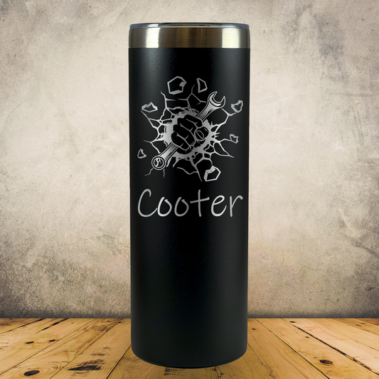 Personalized Mechanic Tumbler, Custom 20oz Skinny Laser Engraved Stainless Steel Cup, Automotive Technician Gift