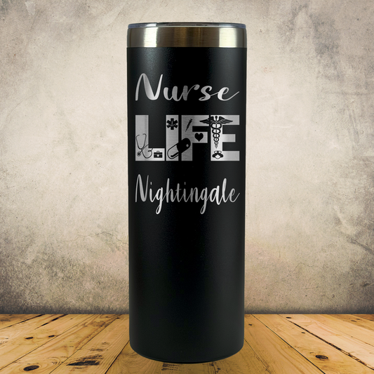 Personalized Nurse Tumbler, Custom 20oz Skinny Laser Engraved Stainless Steel Cup for Nursing School Graduation Gift