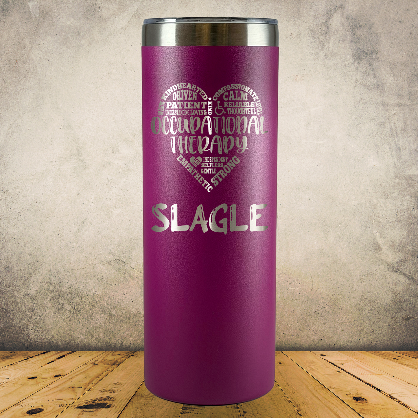 Personalized Occupational Therapist Tumbler 20oz Skinny Custom Laser Engraved Cup