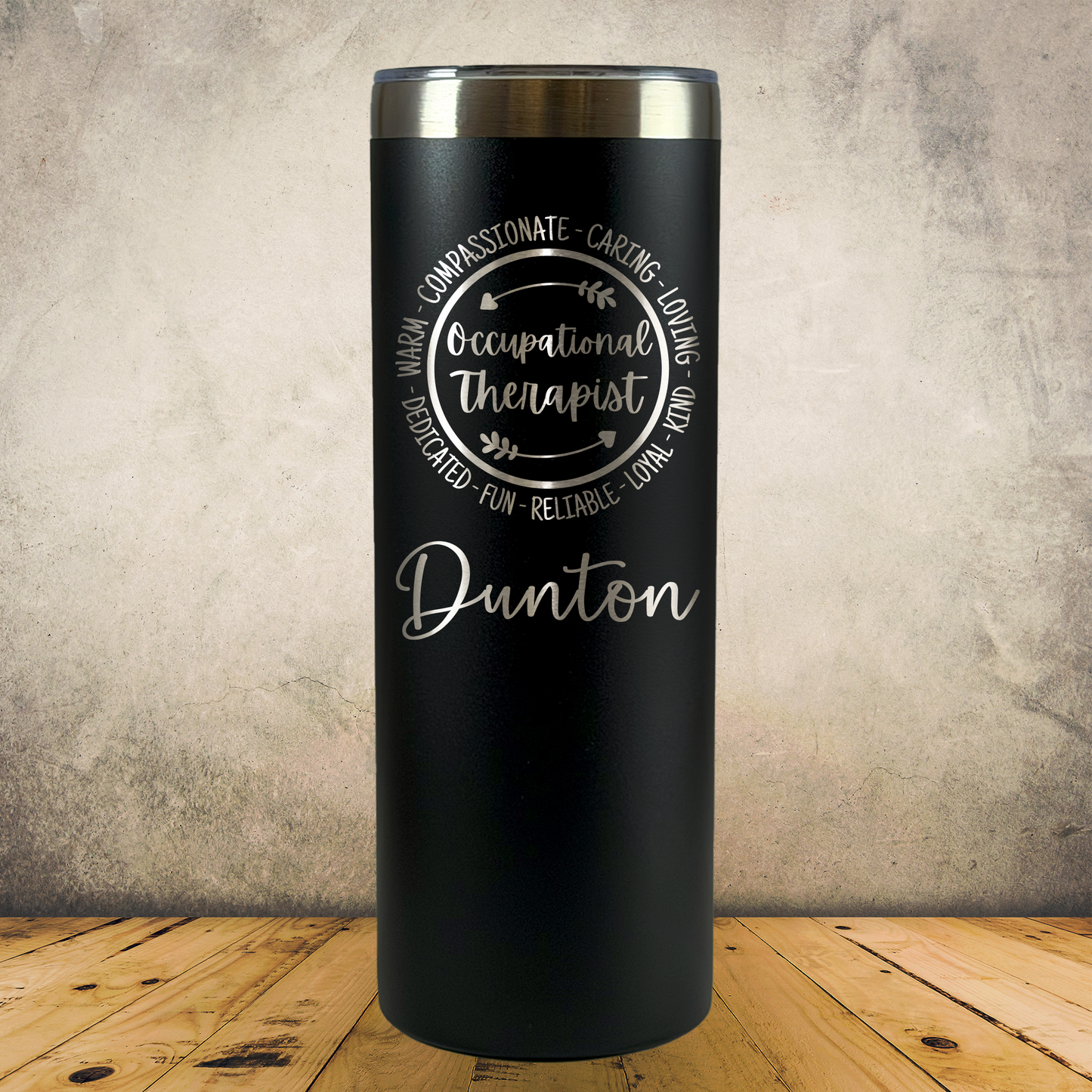 Personalized Occupational Therapist Tumbler 20oz Skinny Custom Laser Engraved Cup