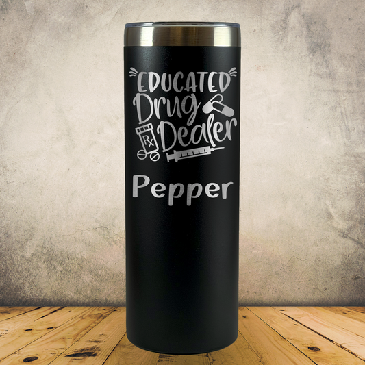 Personalized Pharmacist Tumbler 20oz Skinny Stainless Steel Cup, Custom Laser Engraved Pharmacy Gift, Pharmacist Appreciation Gift, Custom Insulated Travel Mug for RPh, Pharmacy Technician