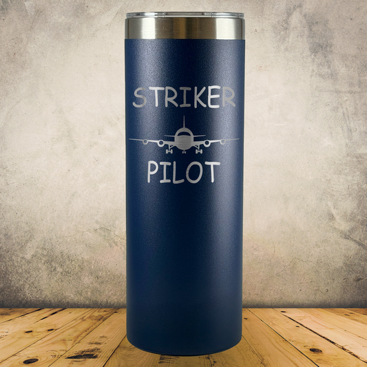 Personalized Pilot Tumbler, 20oz Skinny Stainless Steel Laser Engraved Travel Mug, Custom Aviation Gift for Pilot and Co-Pilot