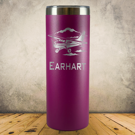 Personalized Laser Engraved Tumbler 20oz Skinny for Cessna Airplane and Aviation Gift for Pilots