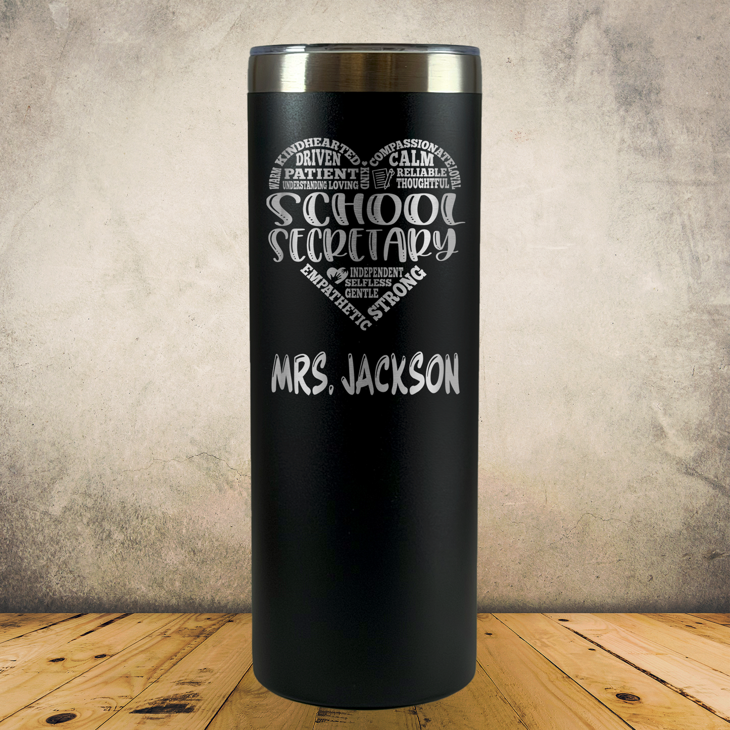Personalized Laser Engraved Tumbler 20oz for School Office Clerical, Secretary Appreciation Gift, Administrative Assistant Present, Office Managers, End of School Year Gift