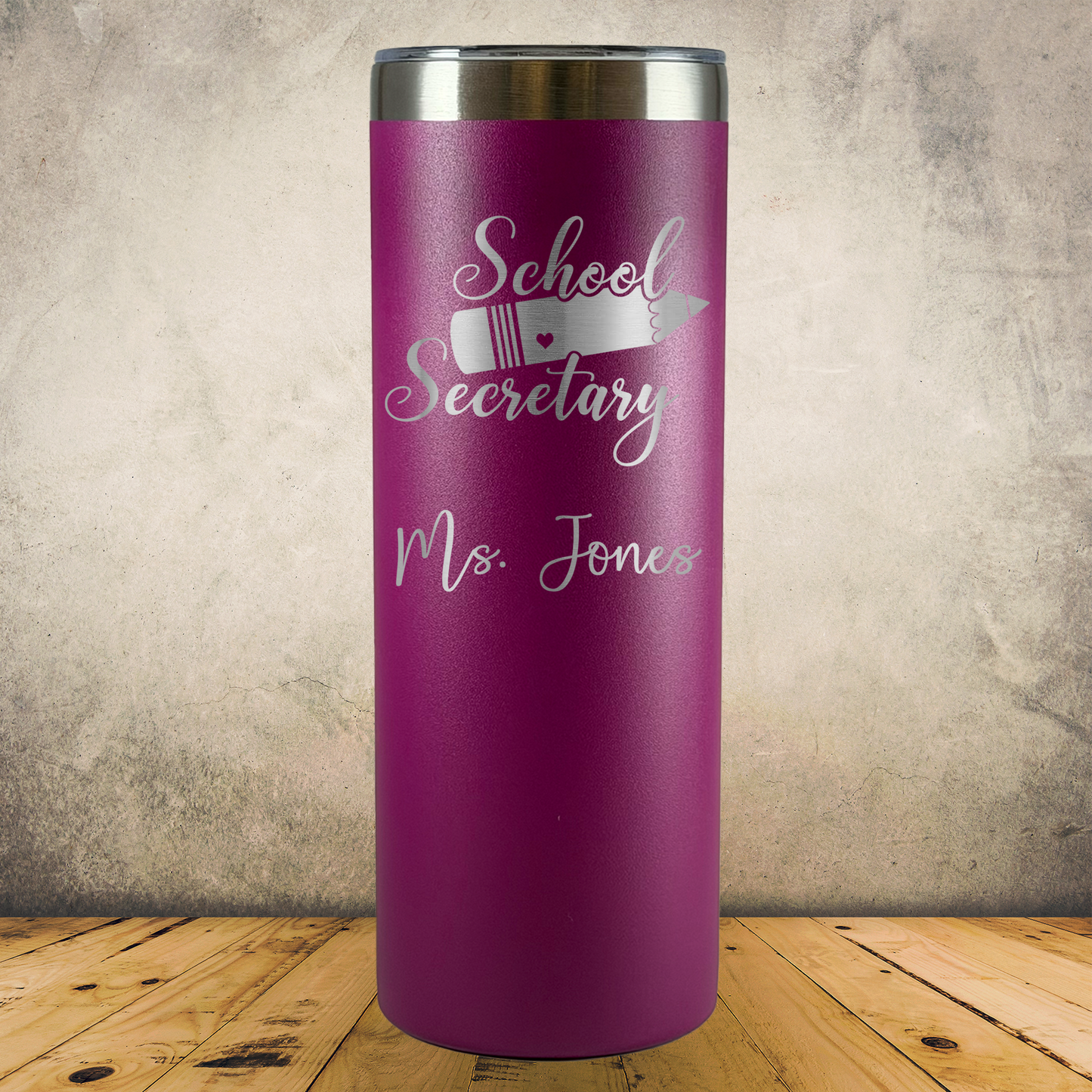 Personalized Laser Engraved Tumbler 20oz for School Office Clerical, Secretary Appreciation Gift, Administrative Assistant Present, Office Managers, End of School Year Gift