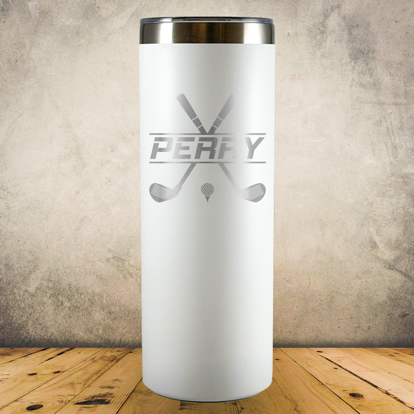 Personalized Golf Split Monogram Skinny Tumbler - Laser Engraved
