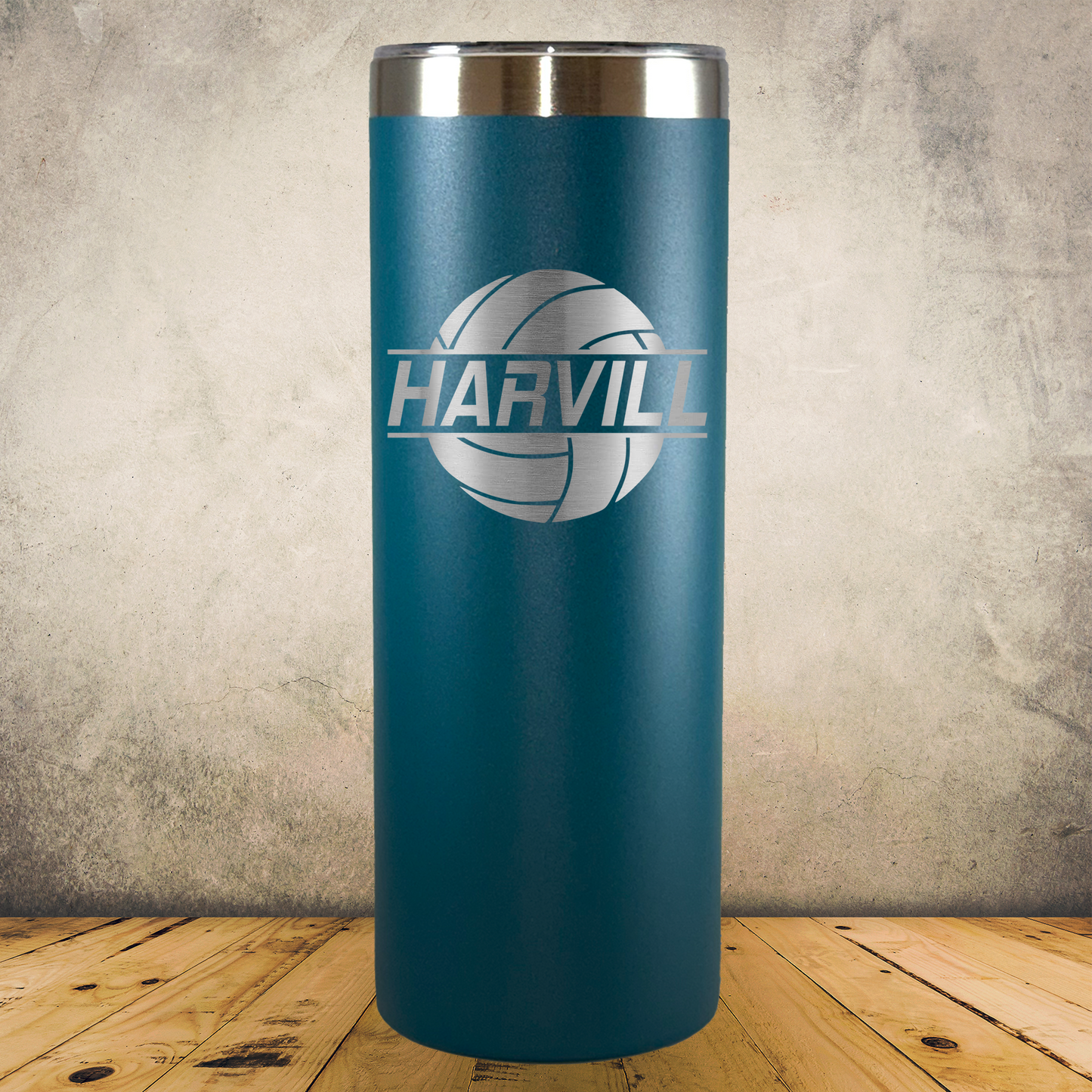 Personalized Volleyball Split Monogram Skinny Tumbler - Laser Engraved