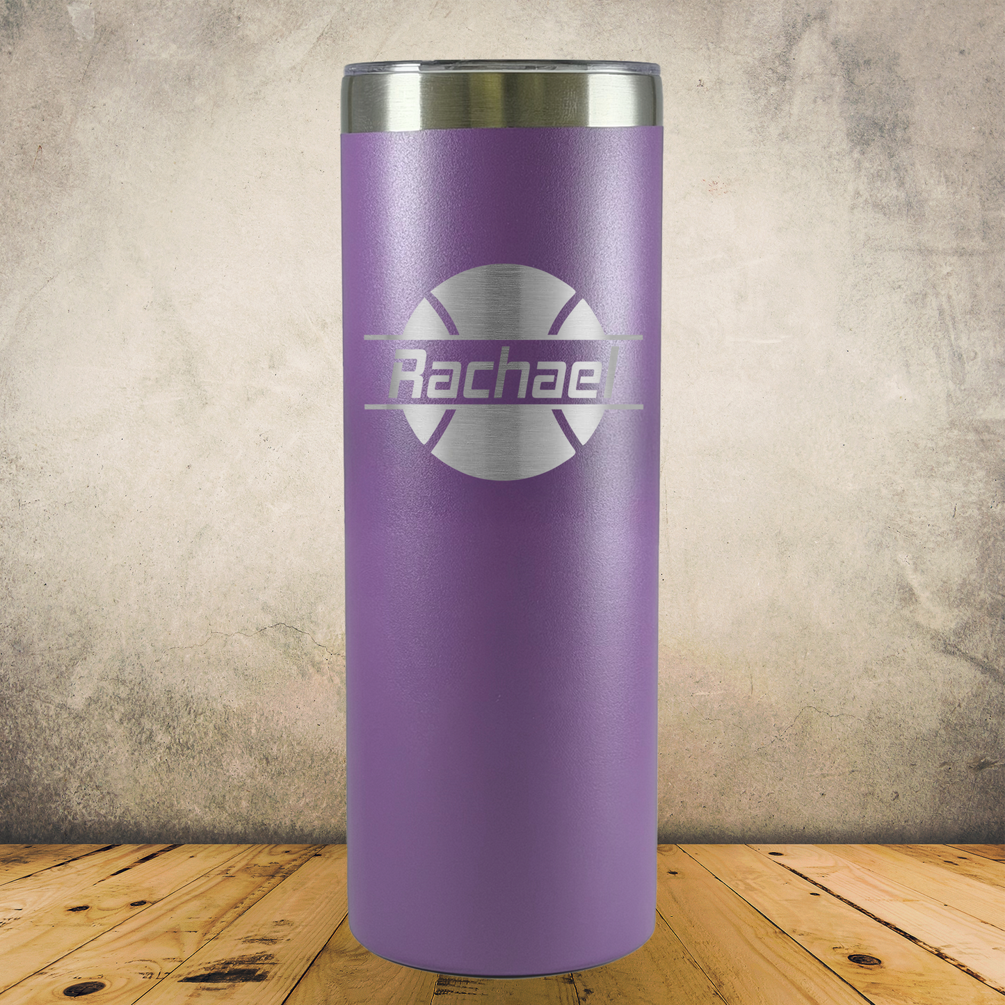 Personalized Tennis Split Monogram Skinny Tumbler - Laser Engraved