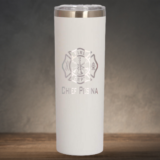 Personalized Firefighter Battalion Chief Skinny Tumbler - Laser Engraved