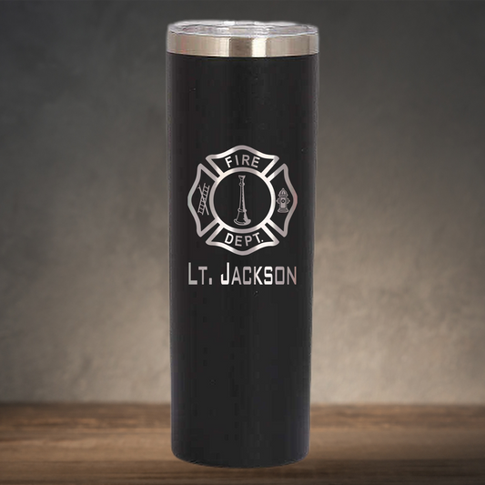 Personalized Firefighter Lieutenant Skinny Tumbler - Laser Engraved