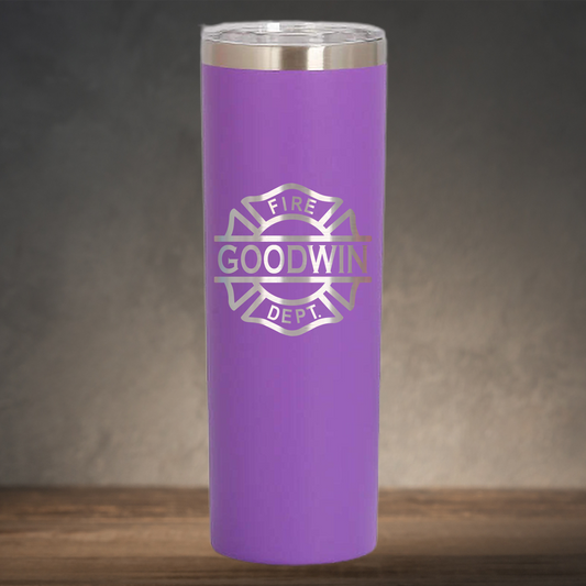 20oz Skinny Personalized Laser Engraved Tumbler for Firefighter Monogram
