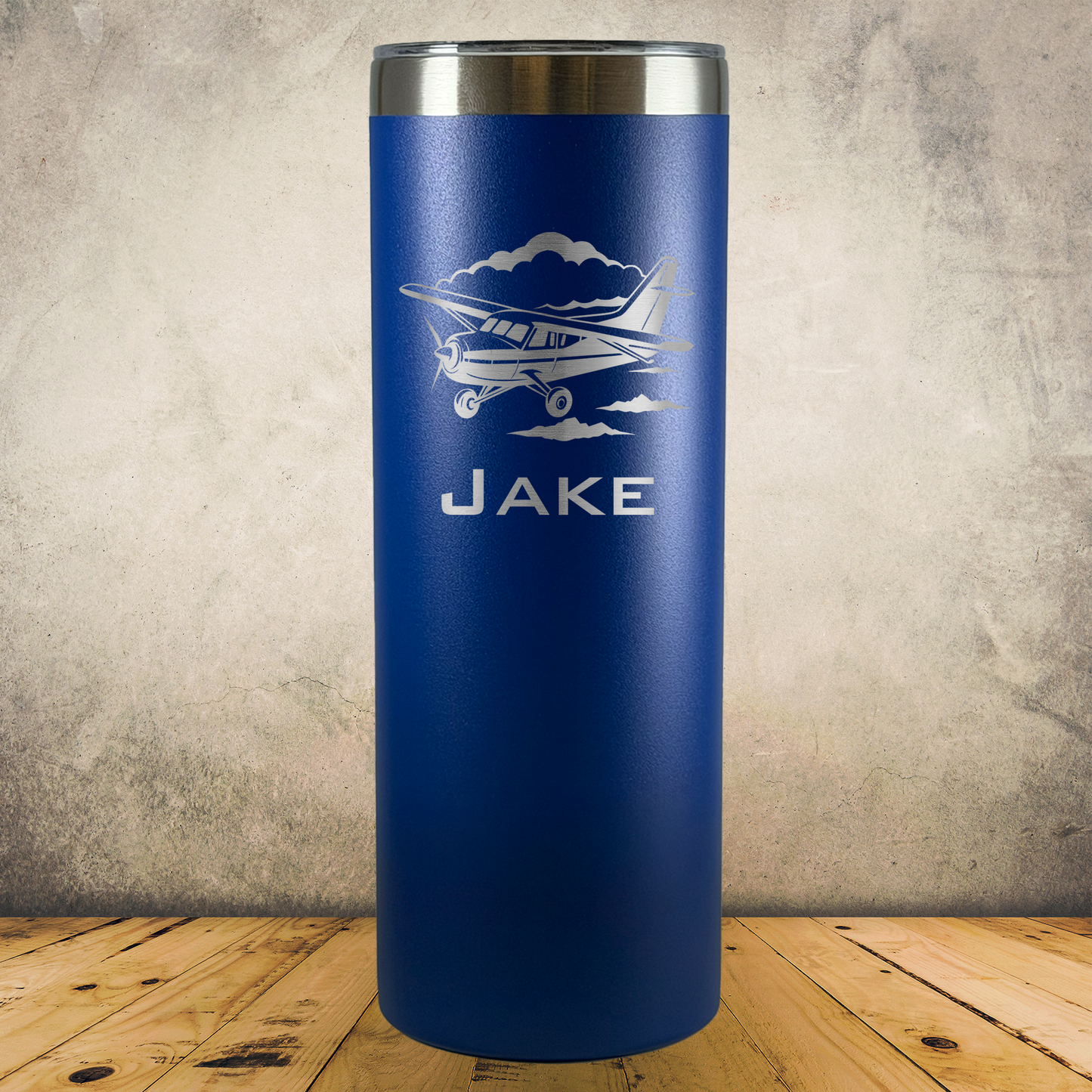 Personalized Laser Engraved Tumbler 20oz Skinny for Cessna Airplane and Aviation Gift for Pilots