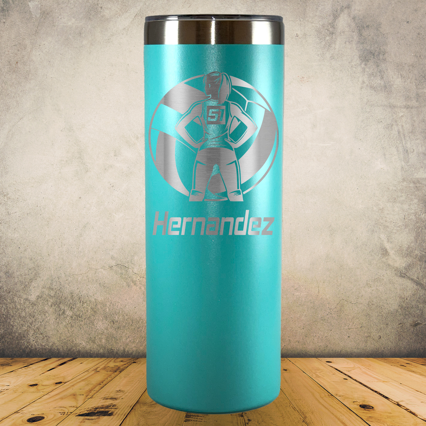 Personalized Laser Engraved Tumbler 20oz Skinny Female Volleyball Player Silhouette Gift for Players, Coaches & Fans