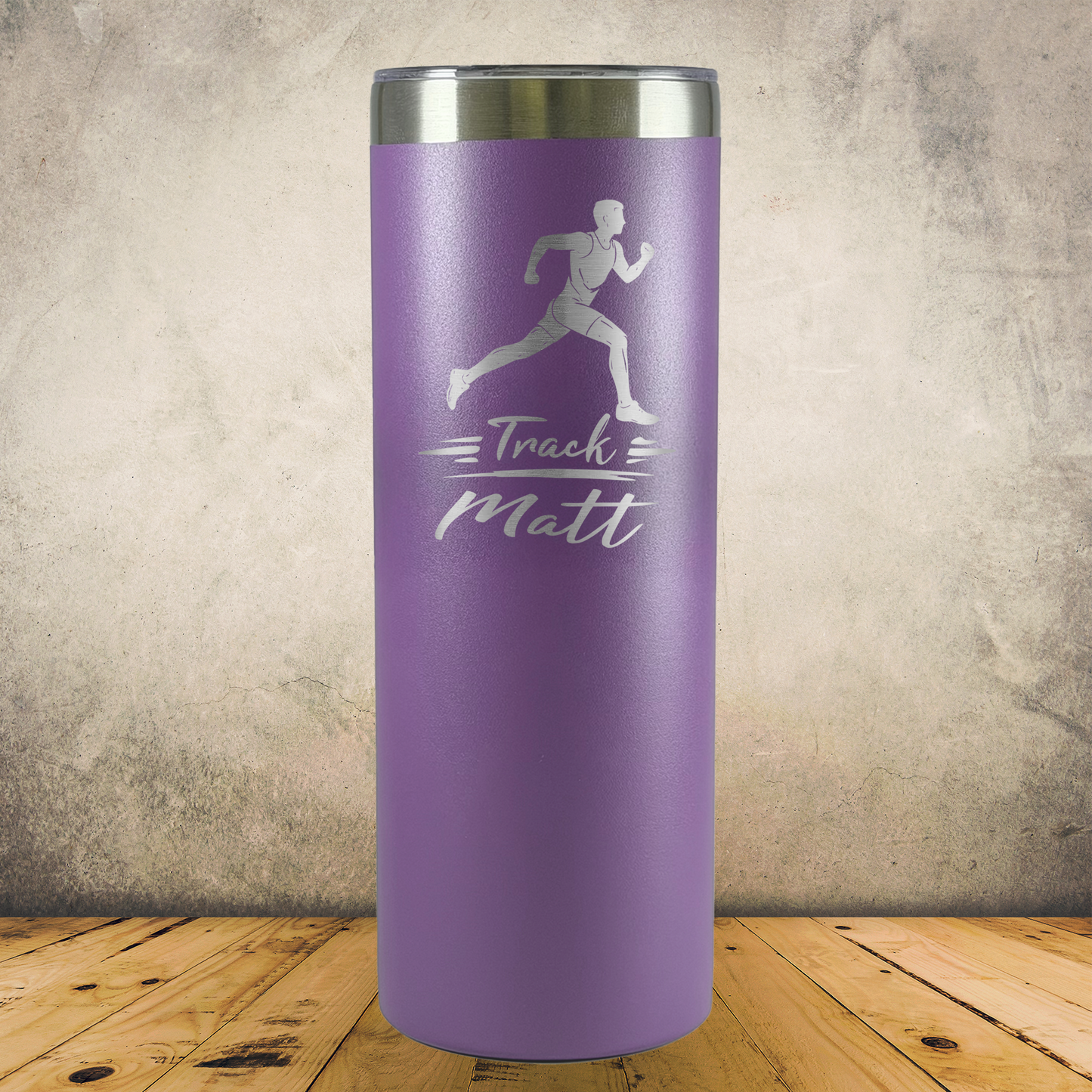 Personalized Laser Engraved Tumbler 20oz Skinny Track, Cross Country and Marathon Runner