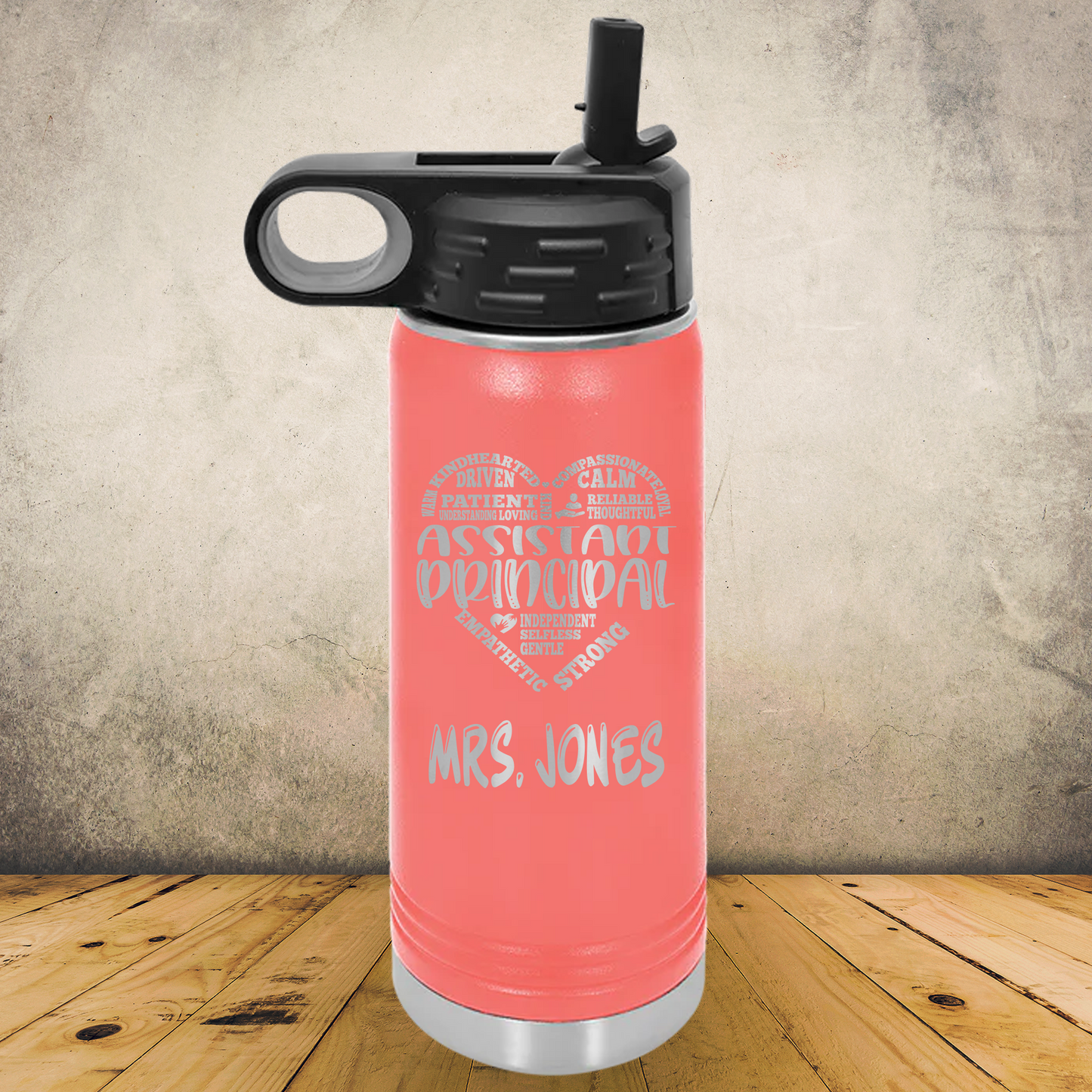 Personalized Laser Engraved Water Bottle 20/32oz for Assistant Principal, Vice Principal, School Administrator, Back to School, End of School Year or Retirement Gift