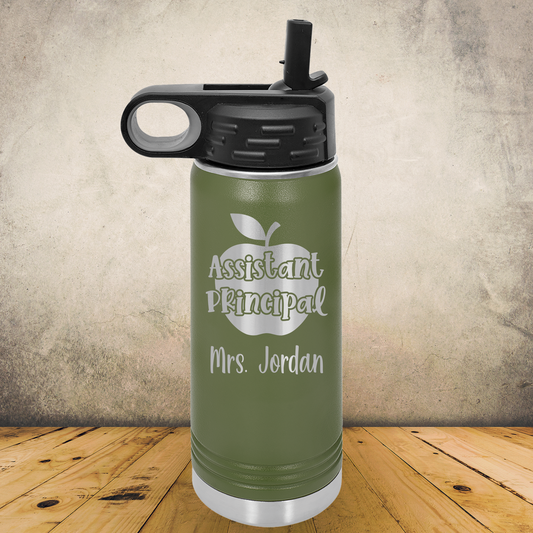 Personalized Laser Engraved Water Bottle 20/32oz for Assistant Principal, Vice Principal, School Administrator, Back to School, End of School Year or Retirement Gift