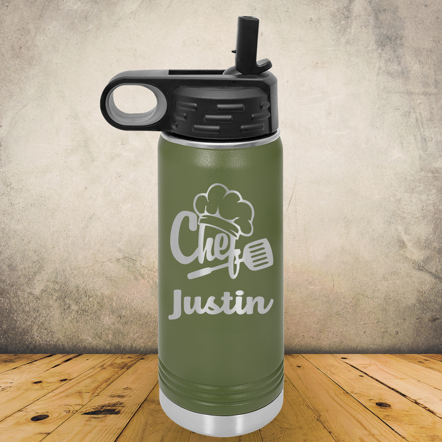 Personalized Chef Water Bottle 20/32oz Custom Laser Engraved Tumbler
