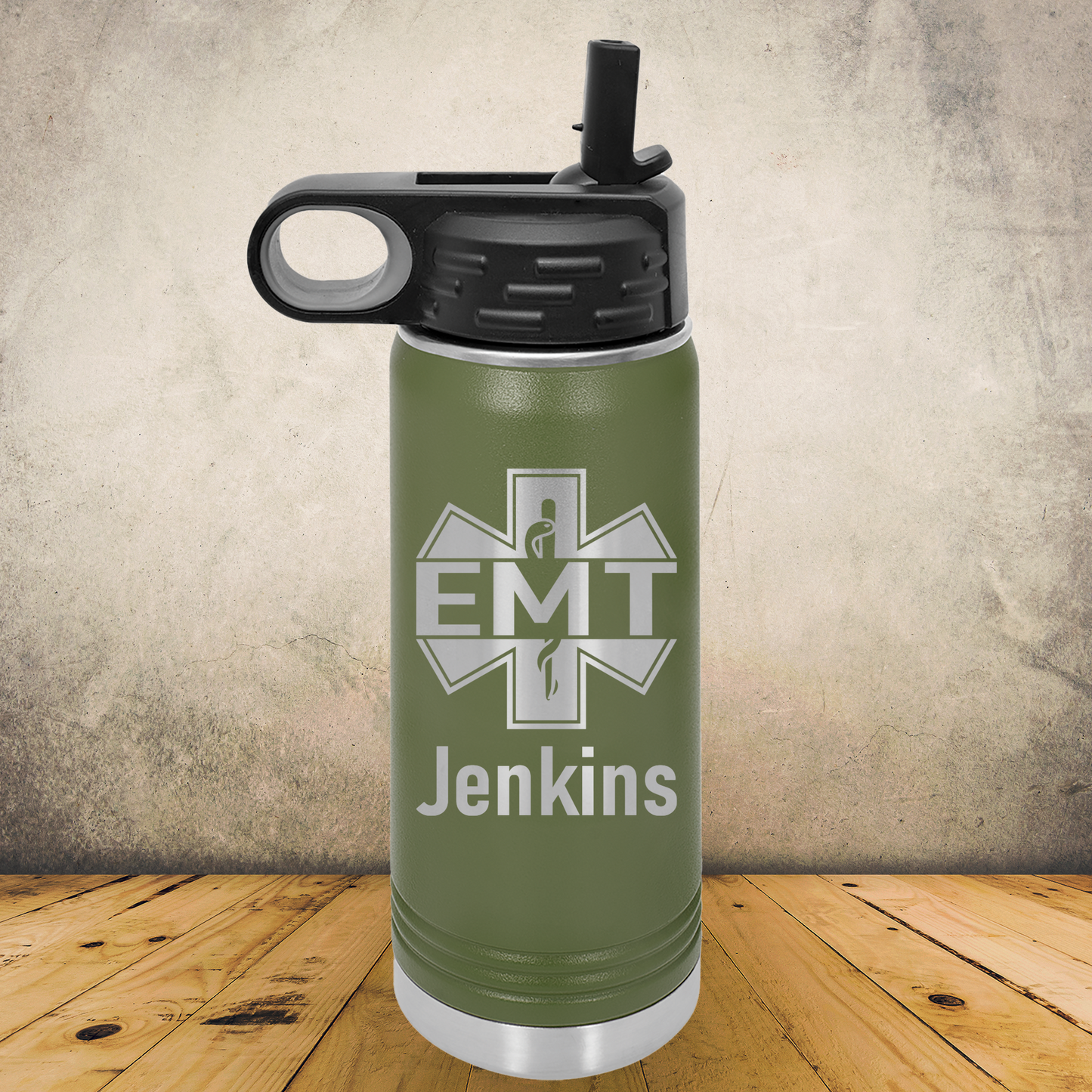 Personalized EMT Water Bottle 20oz or 32oz Custom Paramedic & EMS Tumbler, Laser Engraved Stainless Steel Travel Mug, First Responder Cup