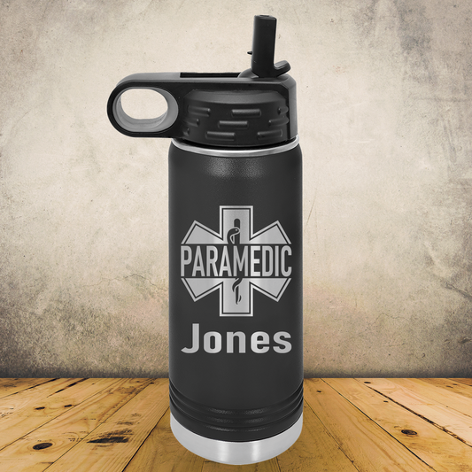 Personalized Paramedic Water Bottle 20oz or 32oz Custom EMT & EMS Tumbler, Laser Engraved Stainless Steel Travel Mug, First Responder Cup
