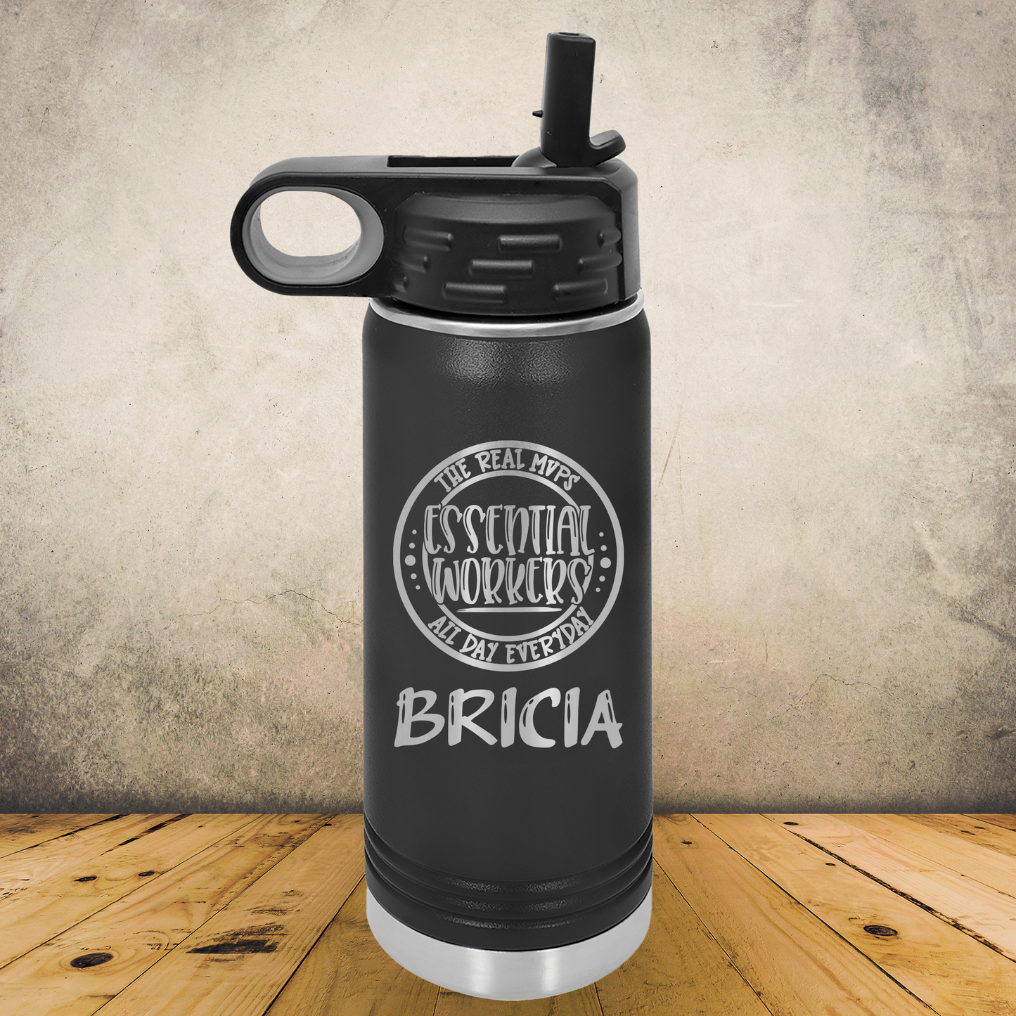 Personalized Essential Worker Water Bottle 20/32oz Custom Laser Engraved Tumbler