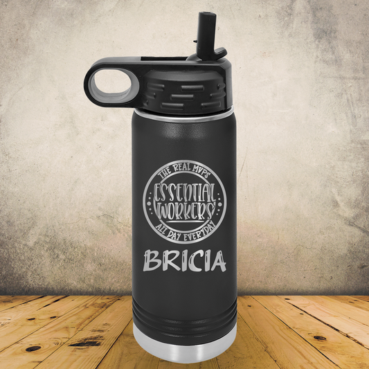 Personalized Essential Worker Water Bottle 20/32oz Custom Laser Engraved Tumbler