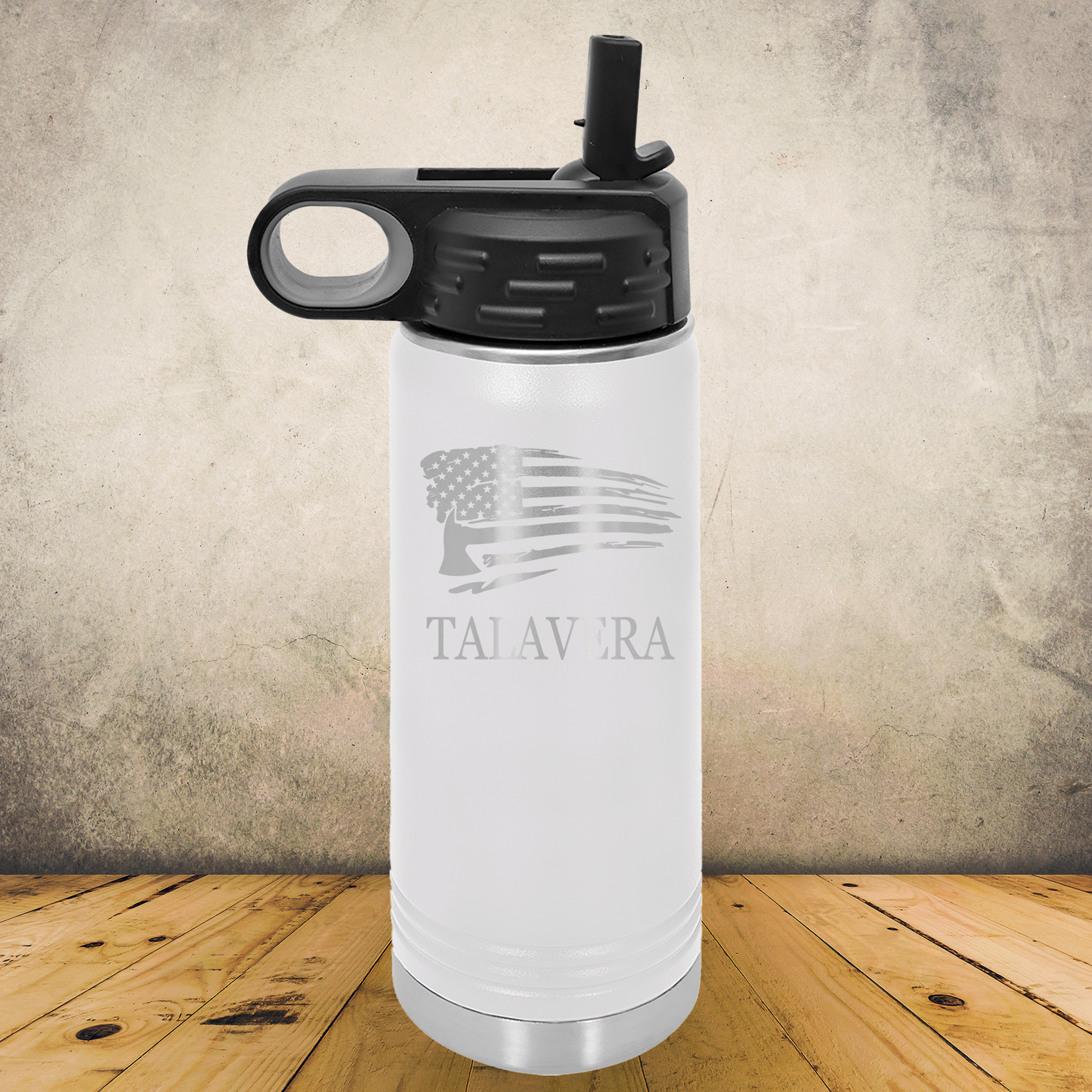 Personalized Laser Engraved Water Bottle 20/32oz for Firefighter Distressed American Flag with Axe