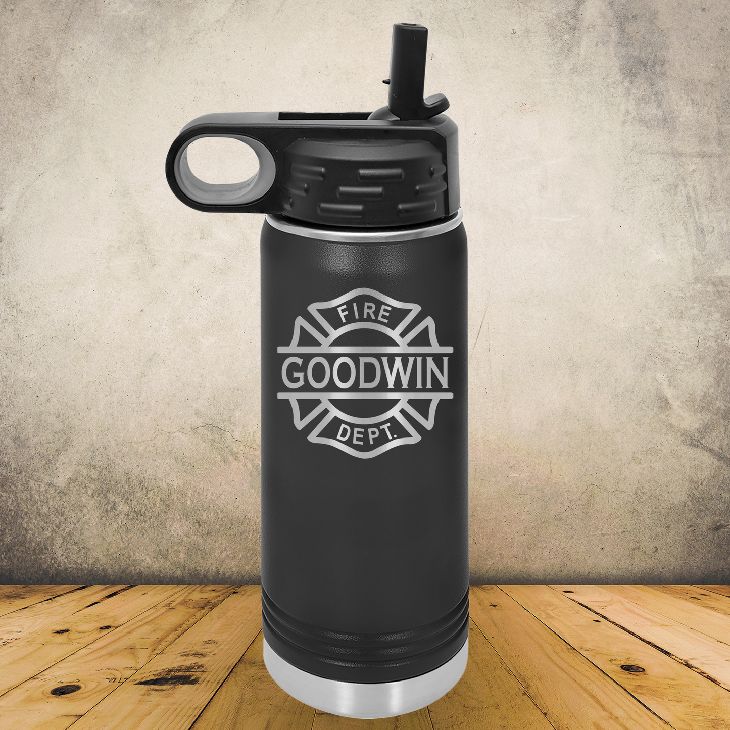 Personalized Laser Engraved Water Bottle 20/32oz for Firefighter Monogram