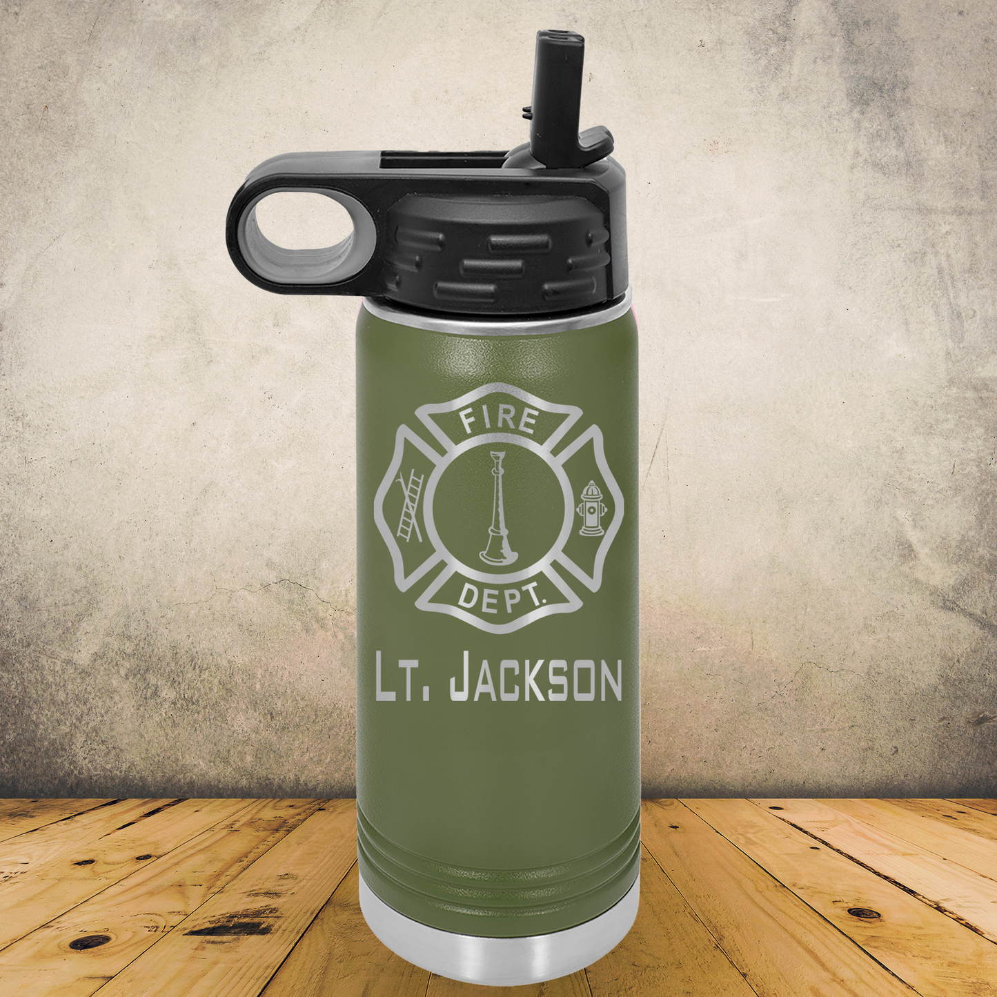 Personalized Laser Engraved Water Bottle 20/32oz for Firefighter Lieutenant