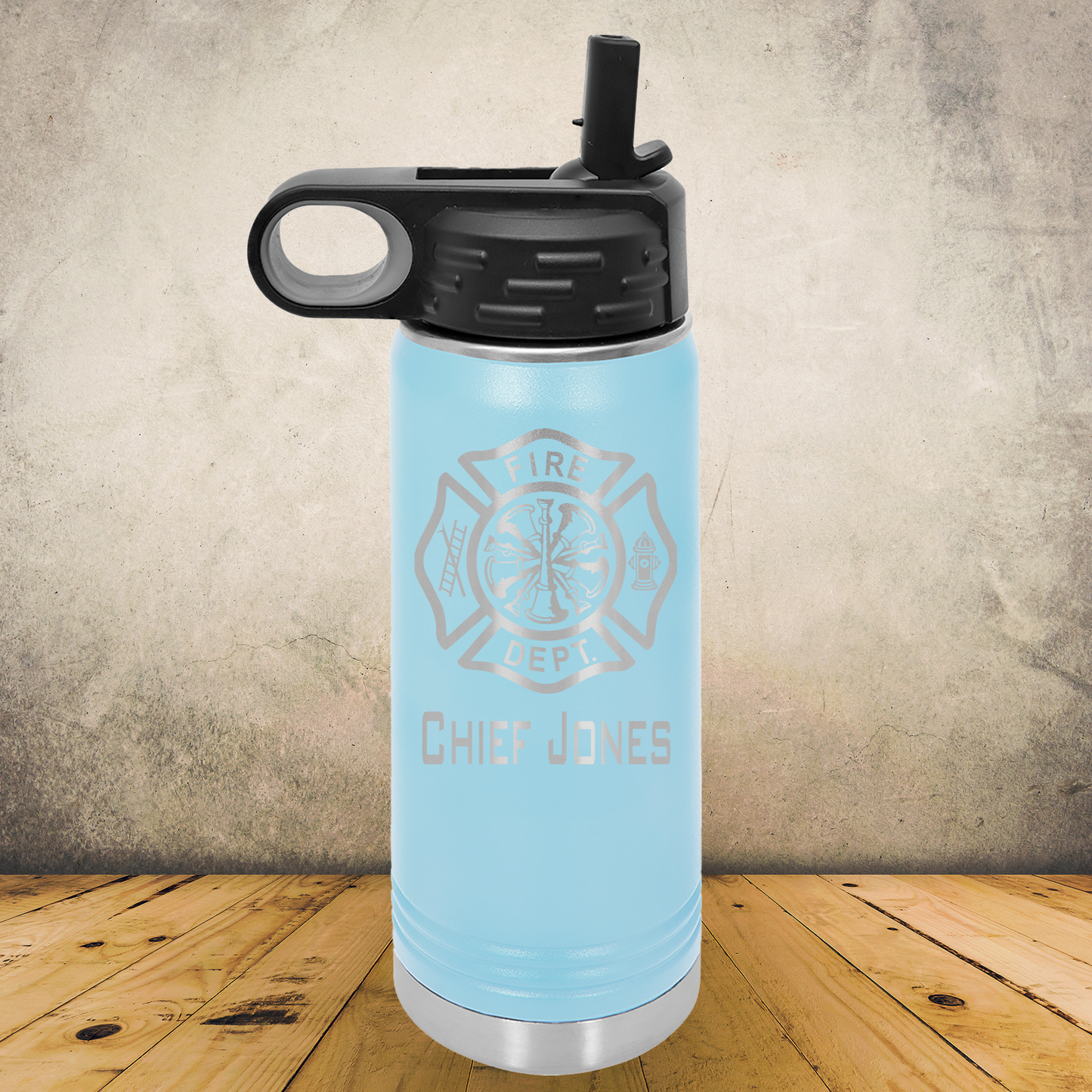 Personalized Laser Engraved Water Bottle 20/32oz for Firefighter Chief