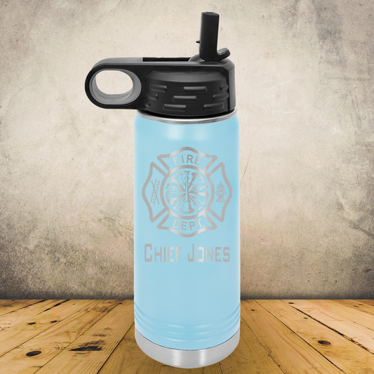 Personalized Laser Engraved Water Bottle 20/32oz for Firefighter Chief