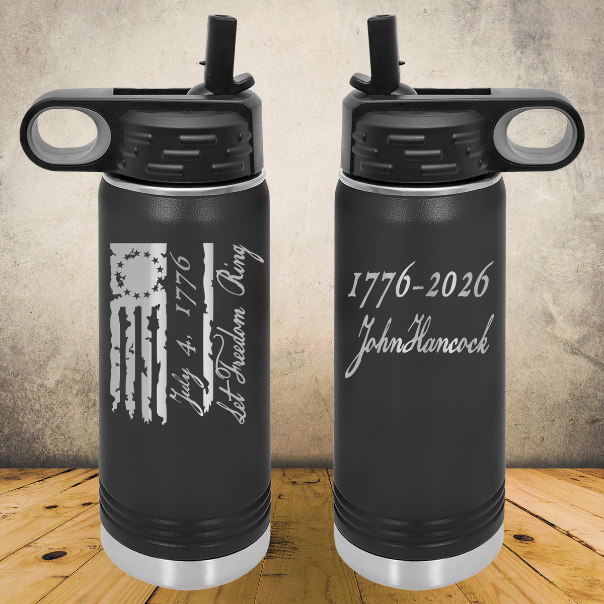Personalized Laser Engraved Water Bottle 20/32oz 1776–2026 USA 250th Anniversary