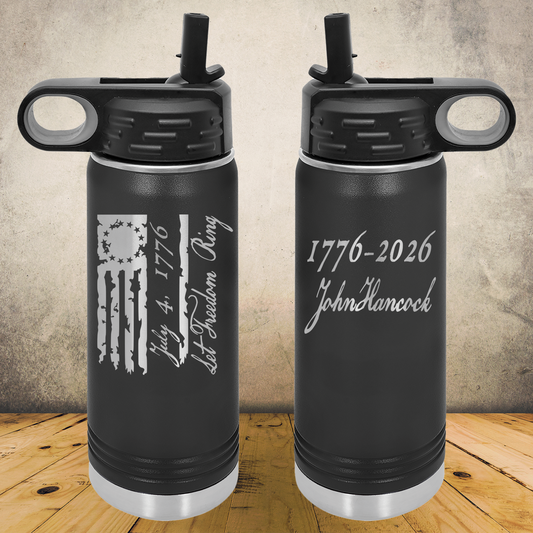Personalized Laser Engraved Water Bottle 20/32oz 1776–2026 USA 250th Anniversary
