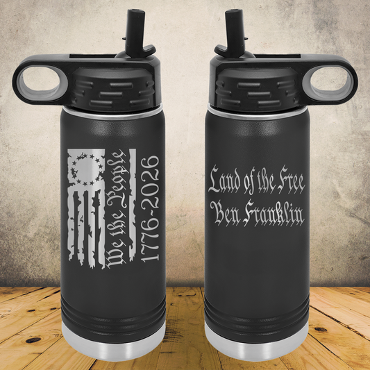 Personalized Laser Engraved Water Bottle 20/32oz 1776–2026 USA We The People