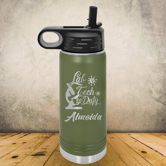 Personalized Lab Tech Water Bottle, Custom 20oz or 32oz Laboratory Technician Laser Engraved Stainless Steel Tumbler