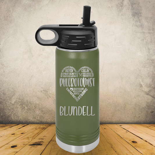 Personalized Phlebotomist Water Bottle 20/30oz Custom Laser Engraved Tumbler