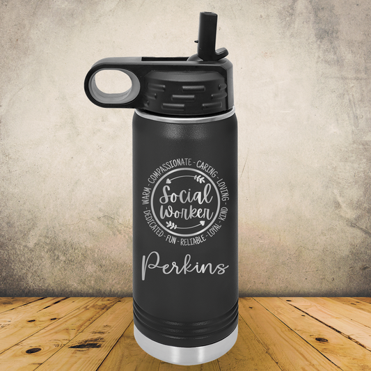 Personalized Social Worker Water Bottle 20/32oz Custom Laser Engraved Tumbler