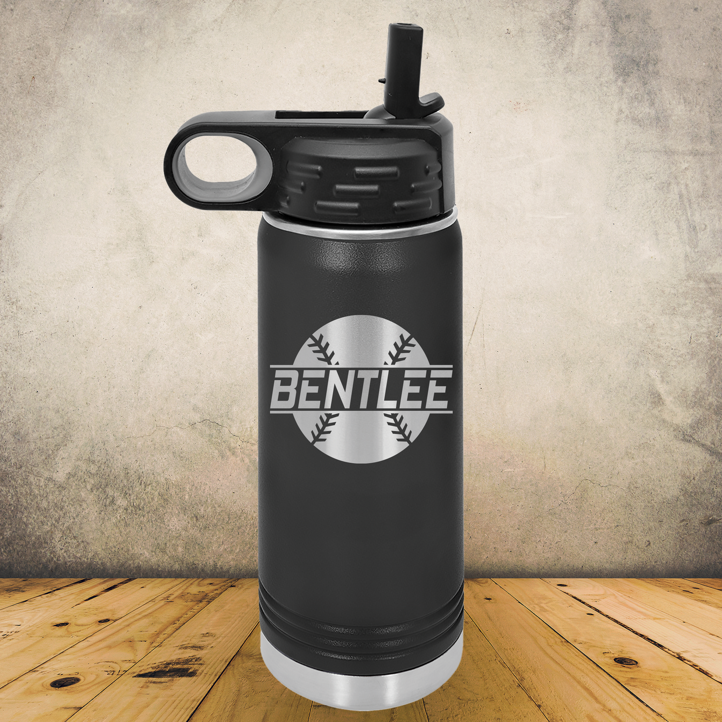 Personalized Baseball and Softball Water Bottle, Custom Laser Engraved 20oz or 32oz Stainless Steel Tumbler