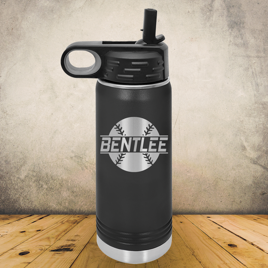 Personalized Baseball and Softball Water Bottle, Custom Laser Engraved 20oz or 32oz Stainless Steel Tumbler