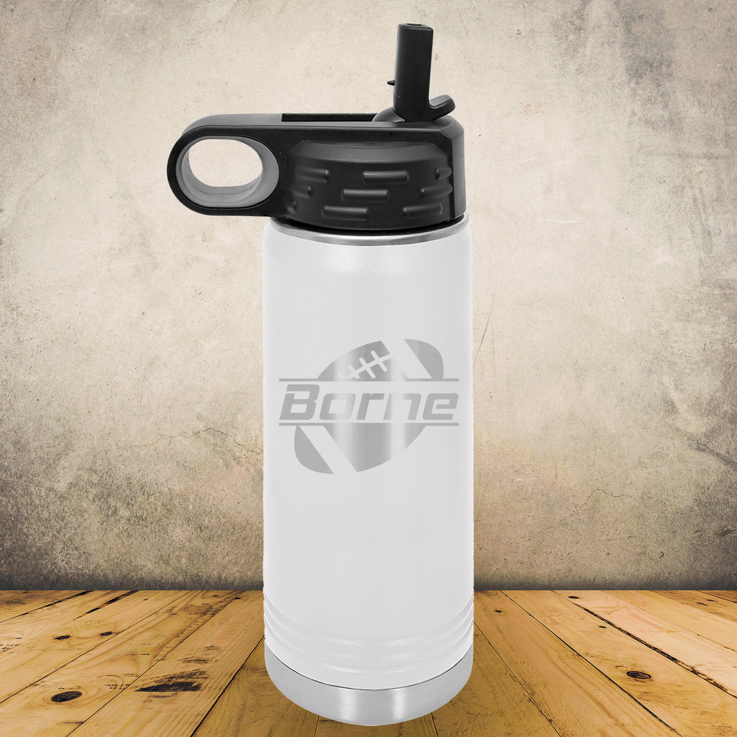 Personalized Football Split Monogram Water Bottle - Laser Engraved