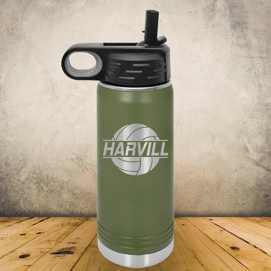 Personalized Volleyball Split Monogram Water Bottle - Laser Engraved